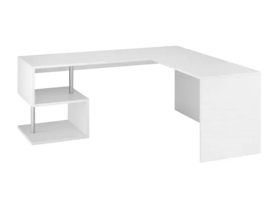 Bureau d'angle 180x160 blanc design moderne SAMUEL