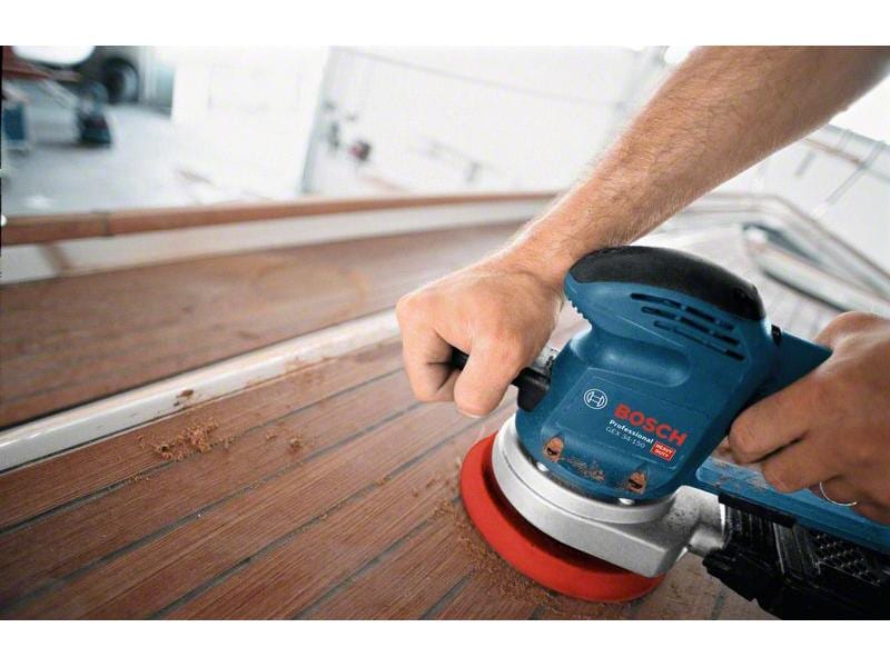Bosch Professional Exzenterschleifer GEX 34-150 Schleifer für Schleif- und Polierarbeiten