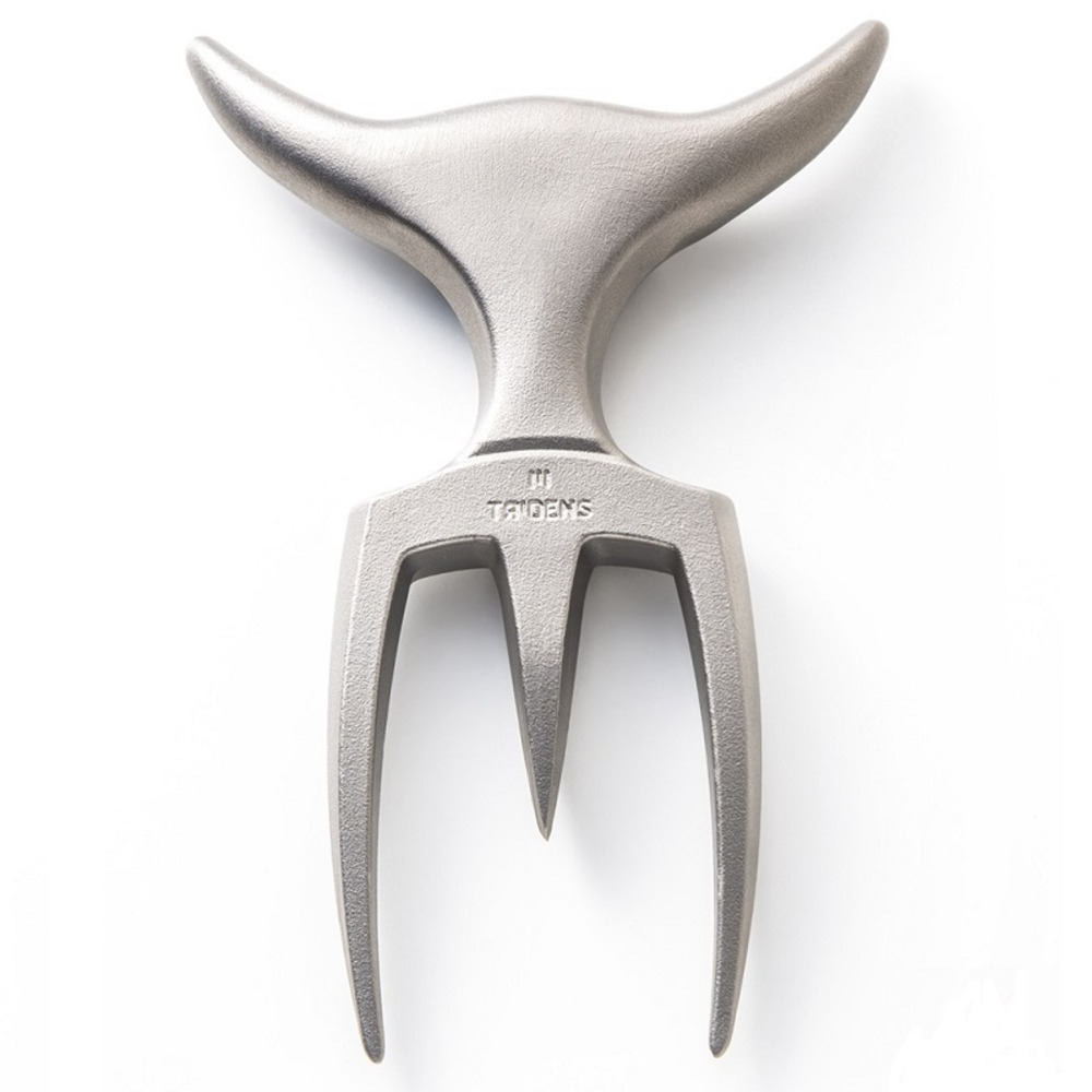 Fourchette à viande tridens brute + socle en hêtre