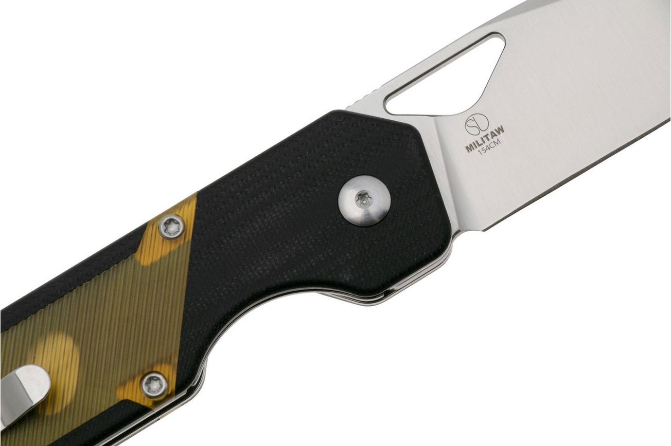 Kizer Vanguard Militaw V3634C1 Liner Lock, Satin 154CM, Black G10, PEI Ultem Inlay, zakmes, Jonathan Styles design