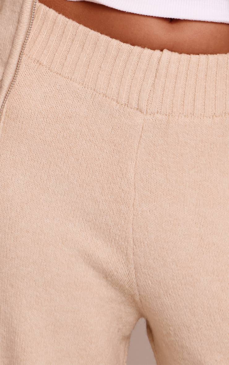 Beige Pantalon Large En Maille