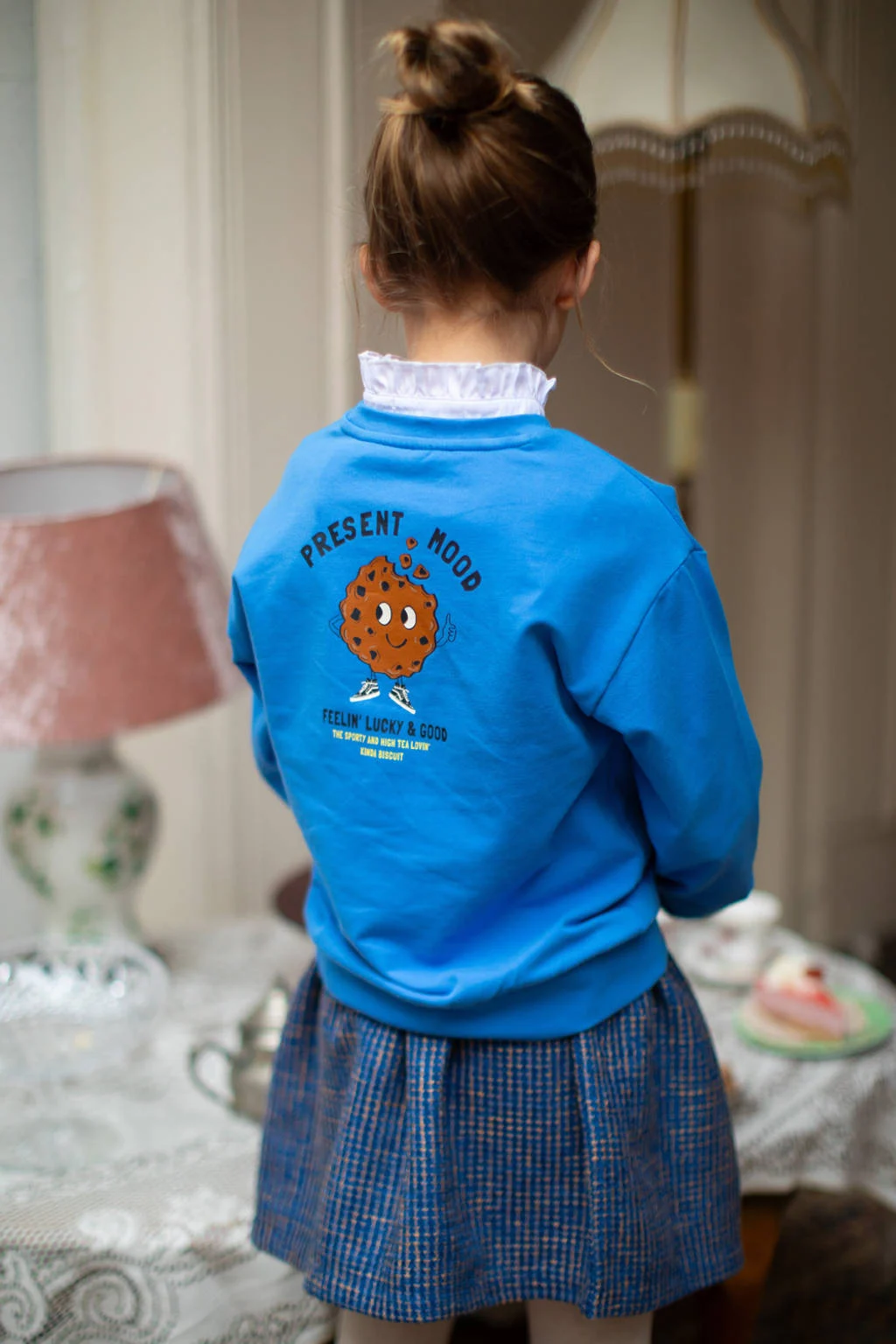Moodstreet sweater Sky met backprint blauw
