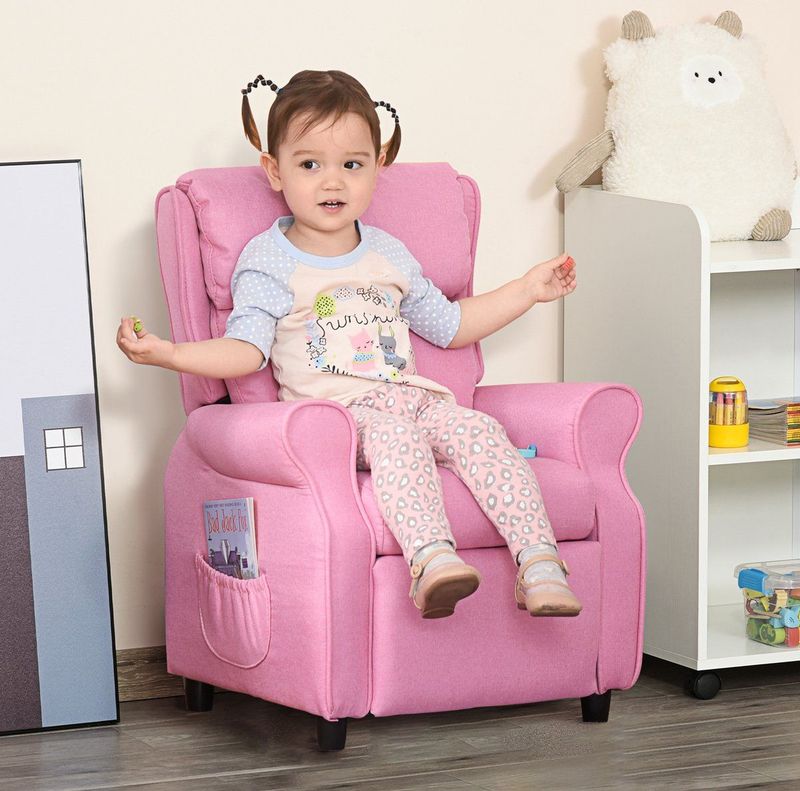 HOMCOM Kinderfauteuil - Verstelbare Slaapbank - Linnen - Met Voetensteun