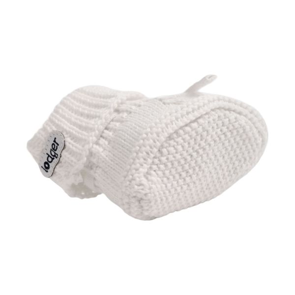 Lodger Gebreide Slofjes Met Kabel - Maat 0-6 Mnd - Cloud Dancer