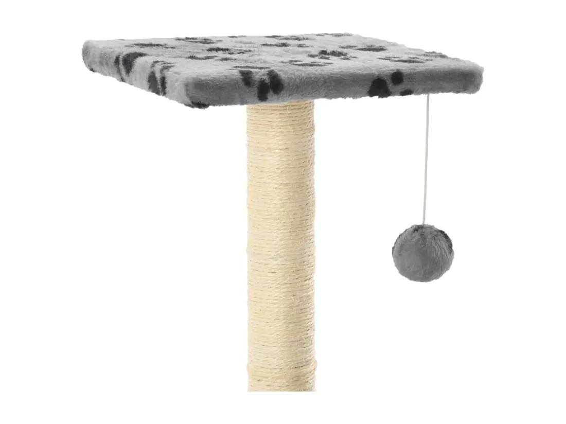 Arbre à chat avec griffoirs en sisal 65 cm Gris Motif de pattes