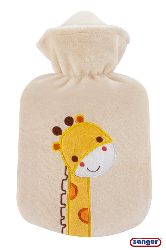 SAENGER Wärmflasche aus Naturkautschuk mit Velourbezug 0.8l Giraffe 1 Stk