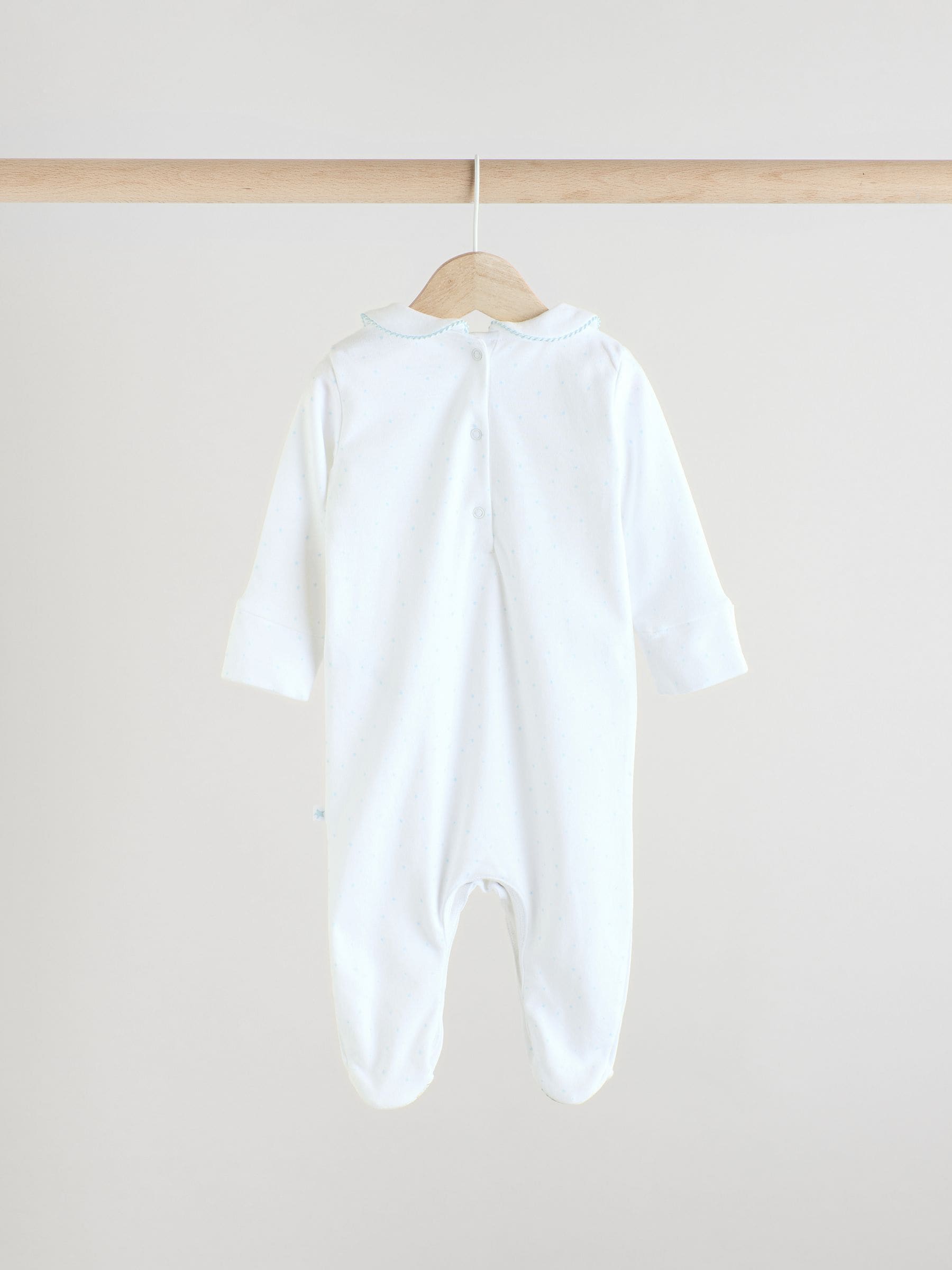 Blauw/wit - Geborduurde babypyjama's 3 stuks (0-2jaar)