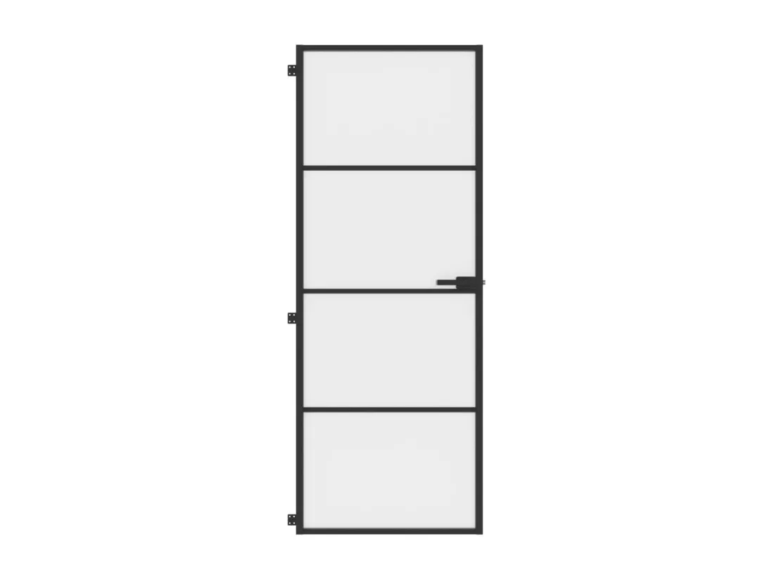 Porte intérieure mince noir 76x201,5 cm verre trempé aluminium