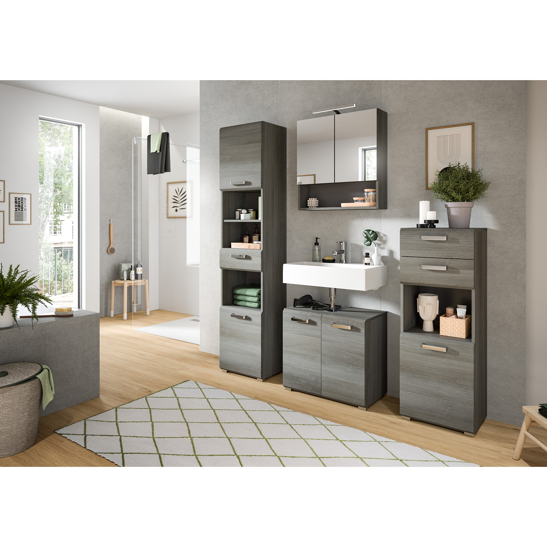 Waschbeckenunterschrank SILVER - Rauchsilber - 60 cm