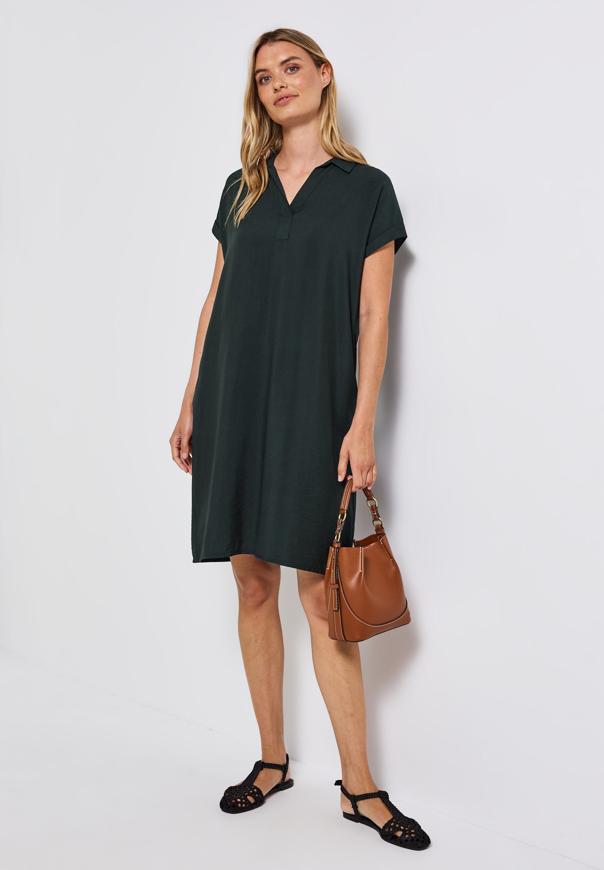 STREET ONE Shirtkleid Eingrifftaschen mit geschlitztem Ausschnitt