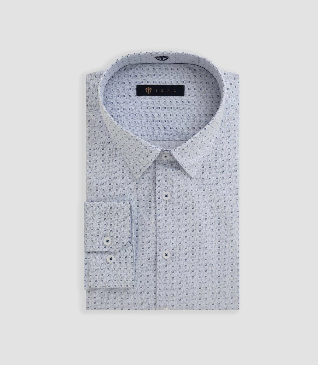 Chemise imprimée micro motif bleu 