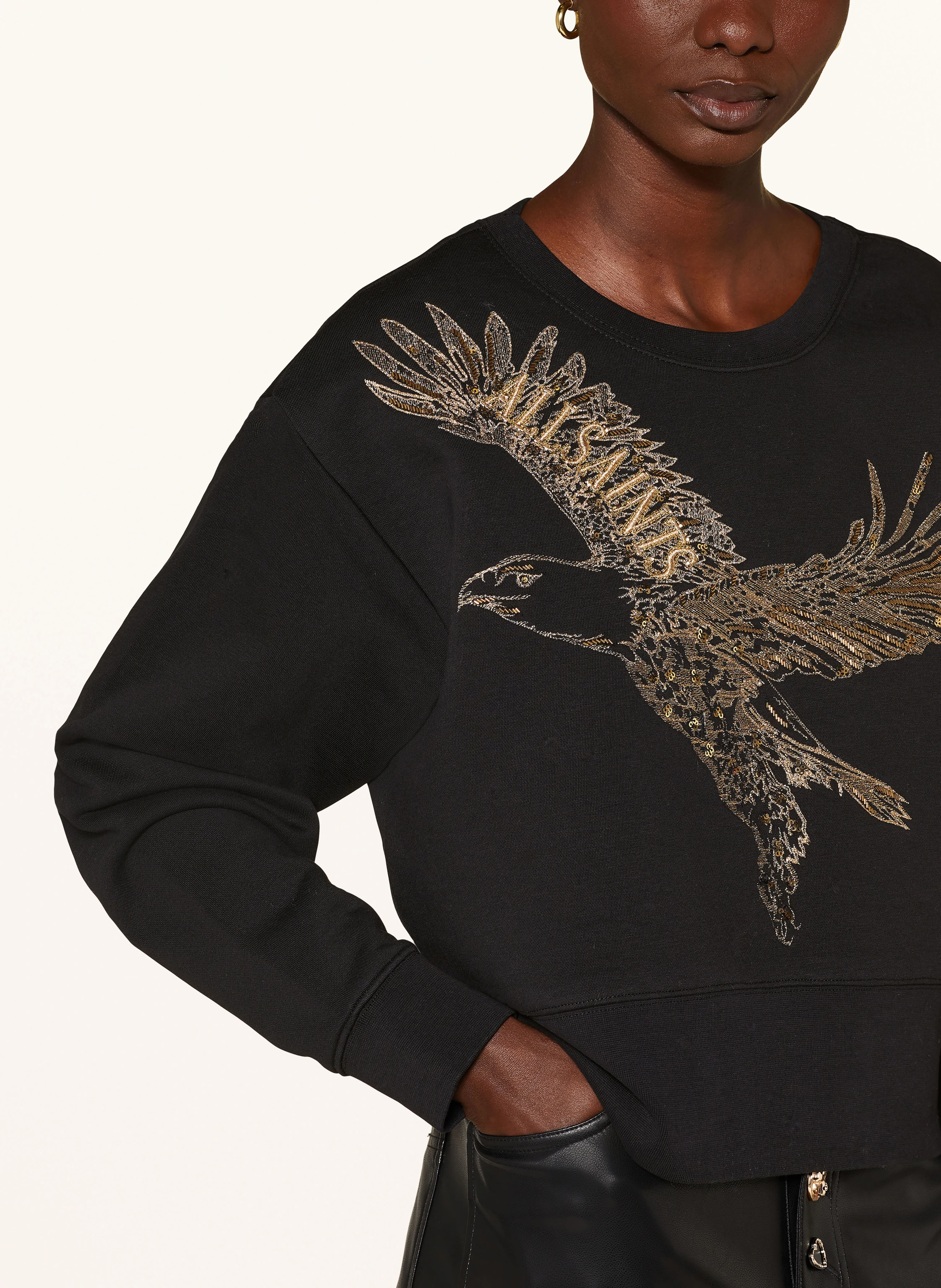 ALLSAINTS Sweatshirt FLITE SEPARO mit Schmuckperlen und Stickereien