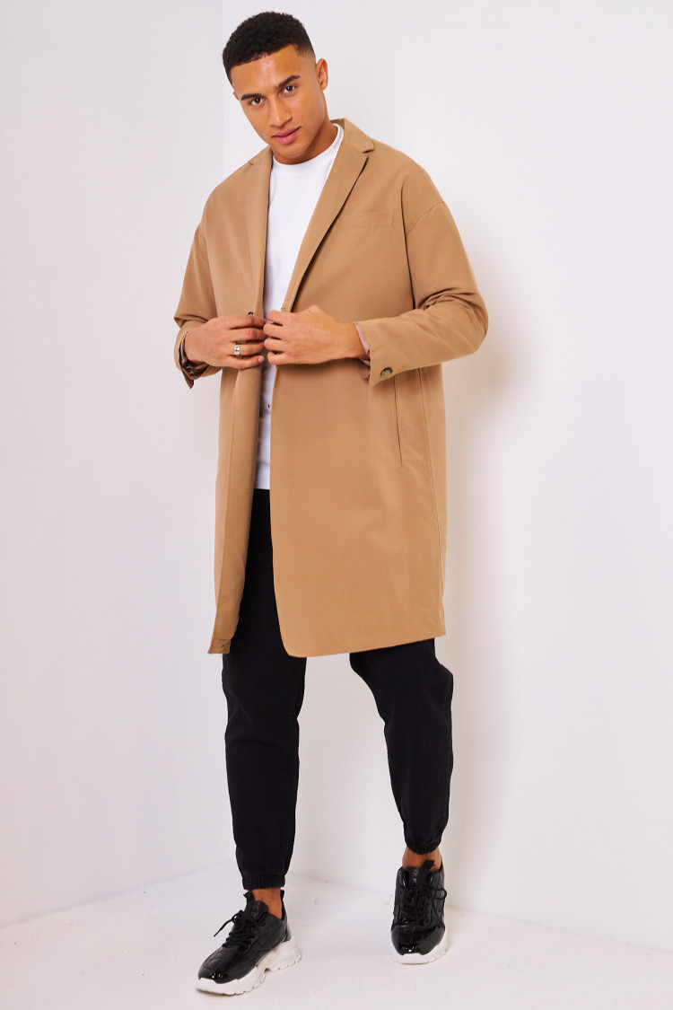 Manteau fin camel uni