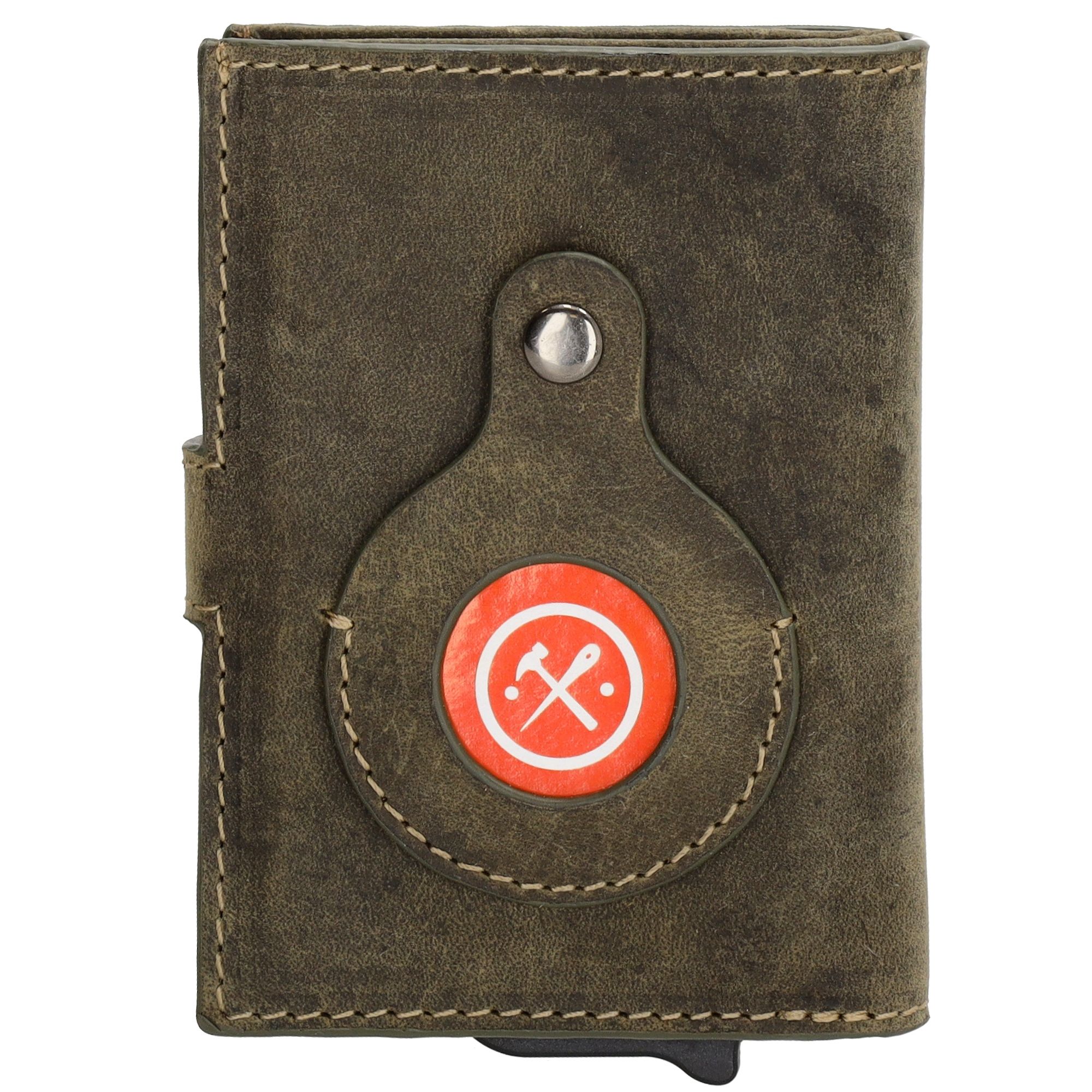 Hide & Stitches Idaho Safety Wallet S met AirTag Holder Olijfgroen