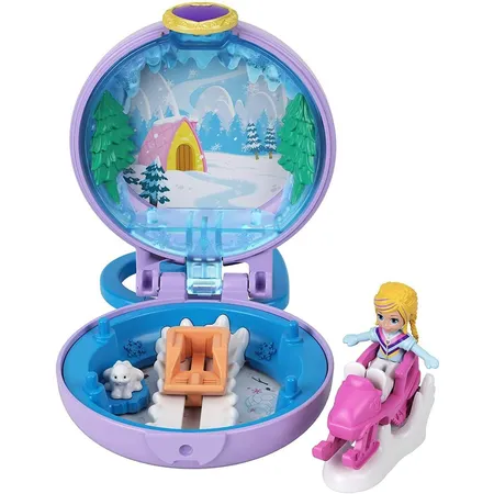 Mattel Polly Pocket Pollys Schneemobil-Schatulle, Minipuppe und Zubehör