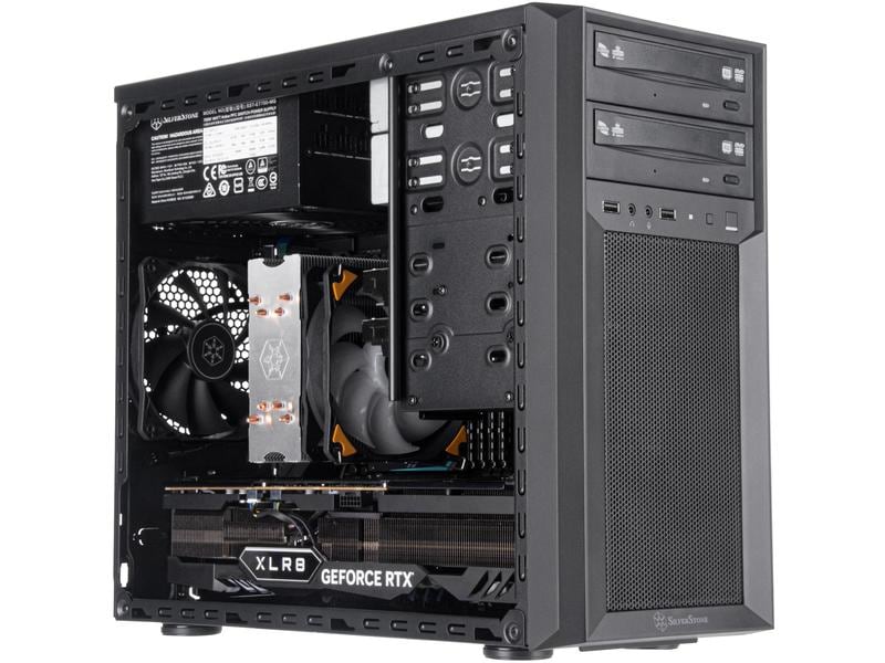 SilverStone PC-Gehäuse Fara 313 Kompaktes Micro-ATX-Tower-Gehäuse mit voller Kompatibilität in Bezug auf Speicherlaufwerke
