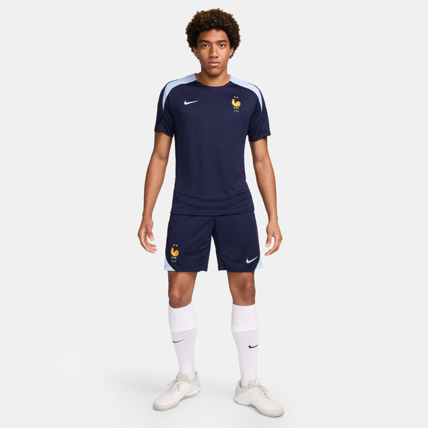 Nike Frankrijk Strike Trainingsshirt 2024-2026 Donkerblauw Lichtblauw