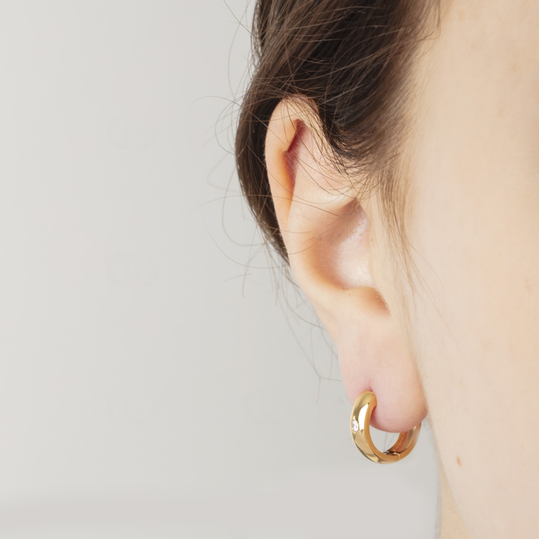 Kreolen 750/18 K Gelbgold Ø 14mm mit Zirkonia