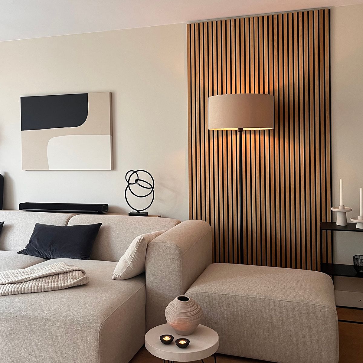 Vloerlamp zwart met kap licht bruin 50 cm - Simplo