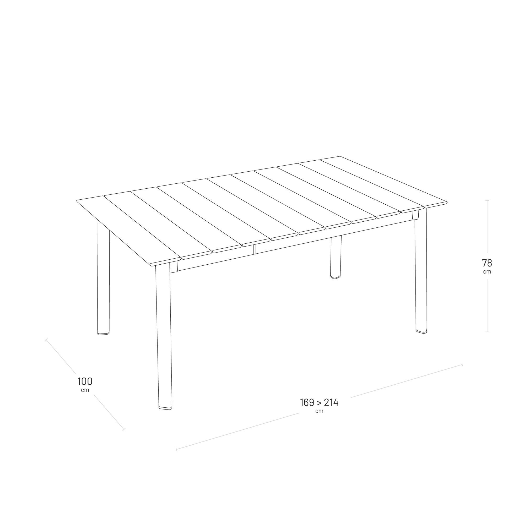 Ausziehbarer Gartentisch für 6 bis 8 Personen Oron Aluminium-Latten Grau Titane