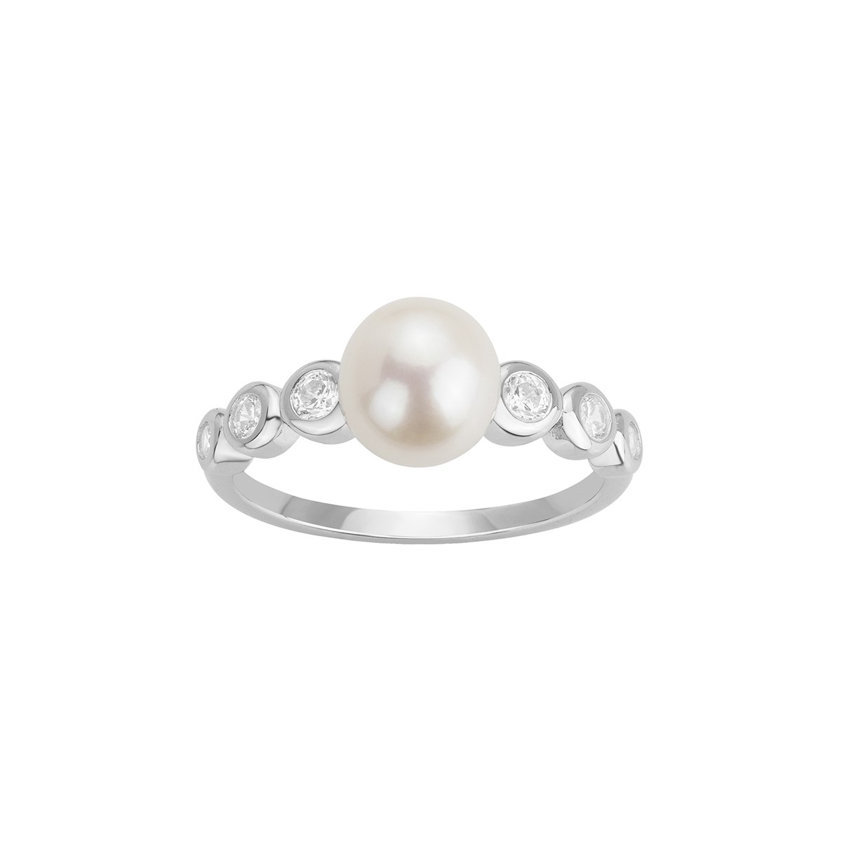 Bague en Argent avec perle d'eau douce blanc