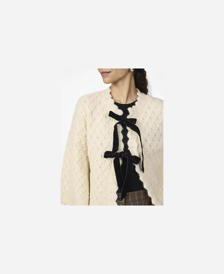 YAS YASEGSA 3/4 KNIT CARDIGAN S. Birch/black ties