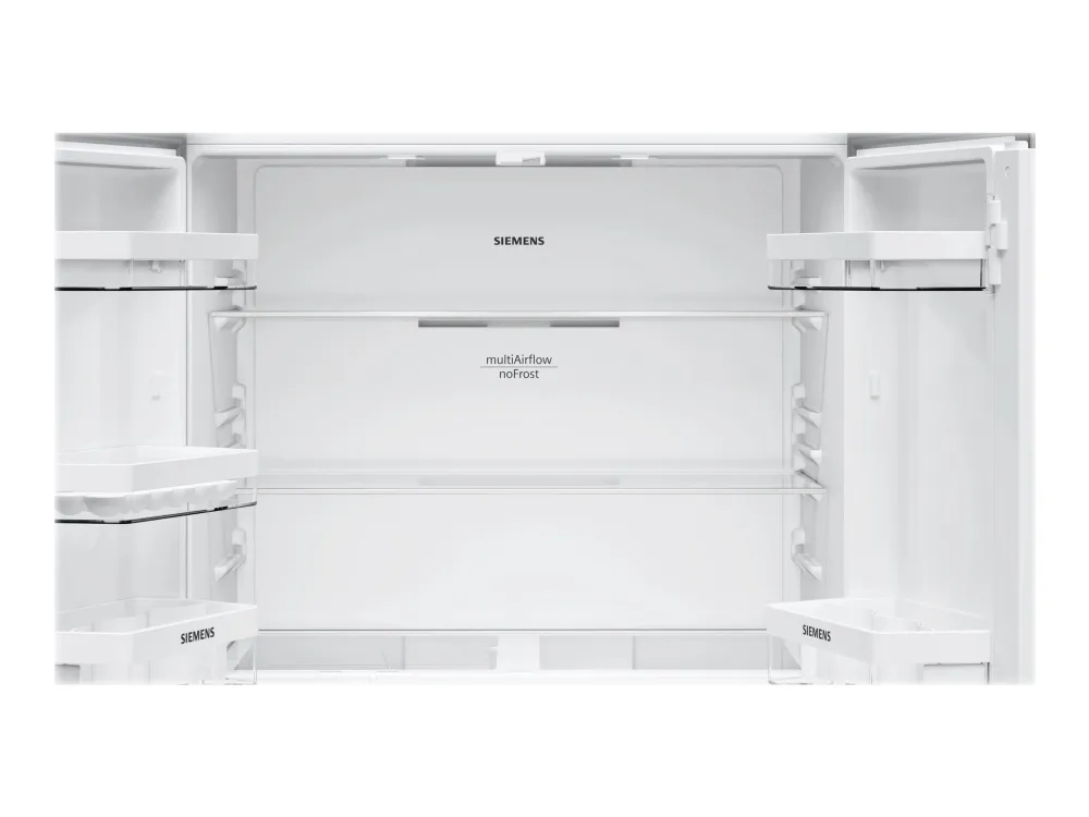 Siemens iQ300 KF96NVPEA - Køleskab/fryser - side-by-side - bredde: 91 cm - dybde: 73.1 cm - højde: 183 cm - 605 liter - Klasse E - rustfrit stål