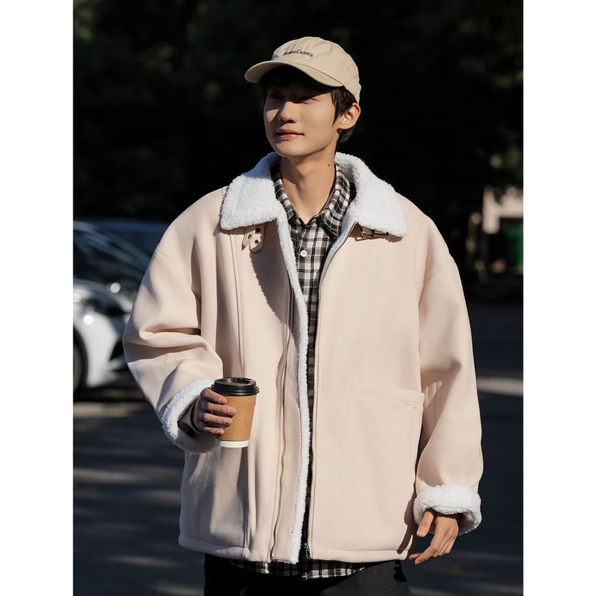 YERGO - Fleece reverskraag rits oversized jas