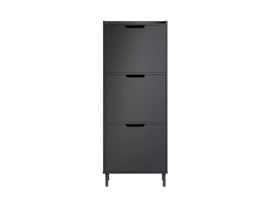 SoBuy Meuble à Chaussures Meuble de Rangement à Chaussures avec 3 Abattants Armoire à Chaussures Commode à Chaussures Meuble d'Entrée Rangement pour Chaussures – Noir, 50x19x129 cm, FSR151-H-SCH