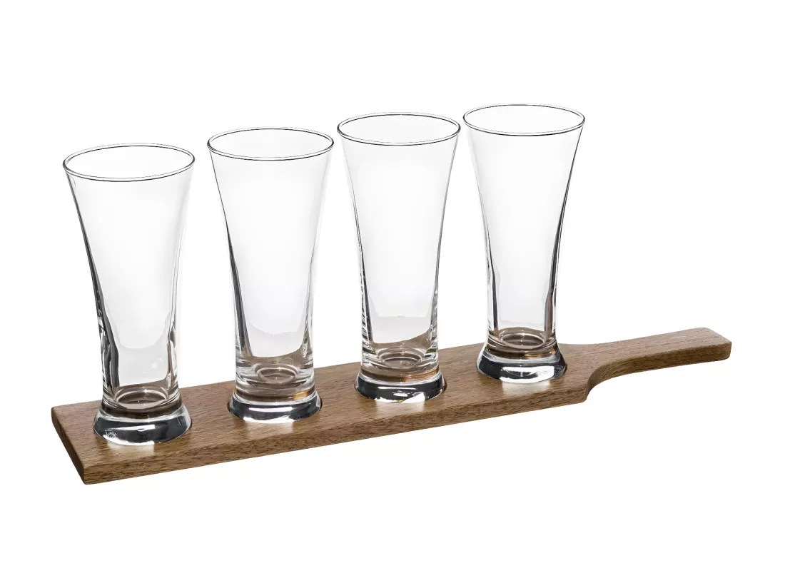 Lot de 4 Verres à Bière & Rack 