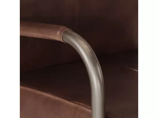 Fauteuil marron cuir véritable