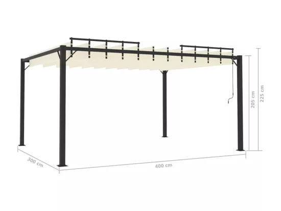 Tonnelle avec toit à persienne 3x4 m Crème Tissu et aluminium