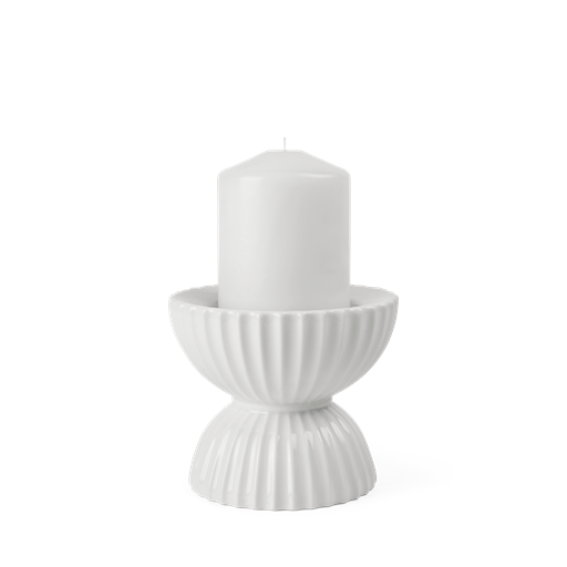 Lyngby Porcelæn Tura Bloklys Lysestage, Hvid
