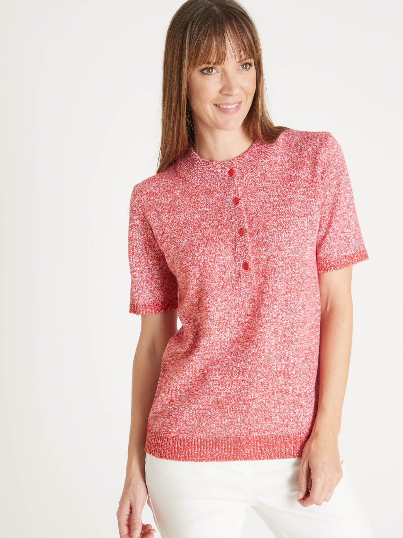 Pull col tunisien en maille chinée
