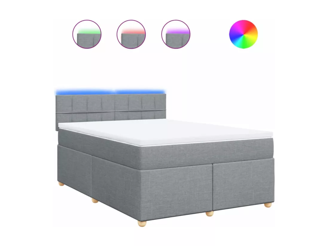 Sommier à lattes de lit avec matelas Gris clair 160x200cm Tissu