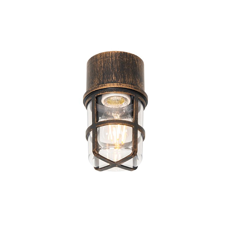 Plafond- en wandlamp antiek goud IP54 - Kiki