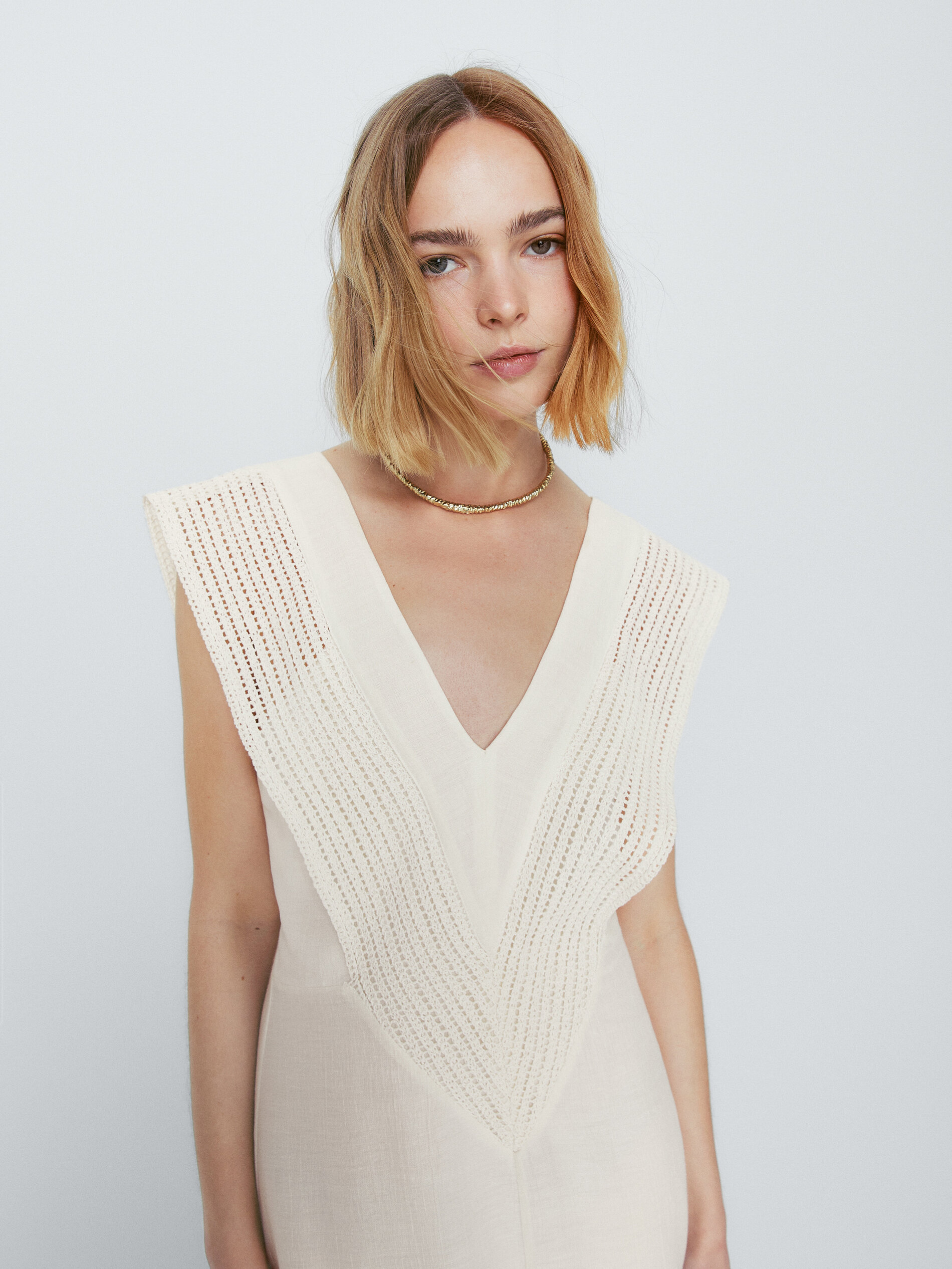 Vestido amplo de crochê - BRANCO