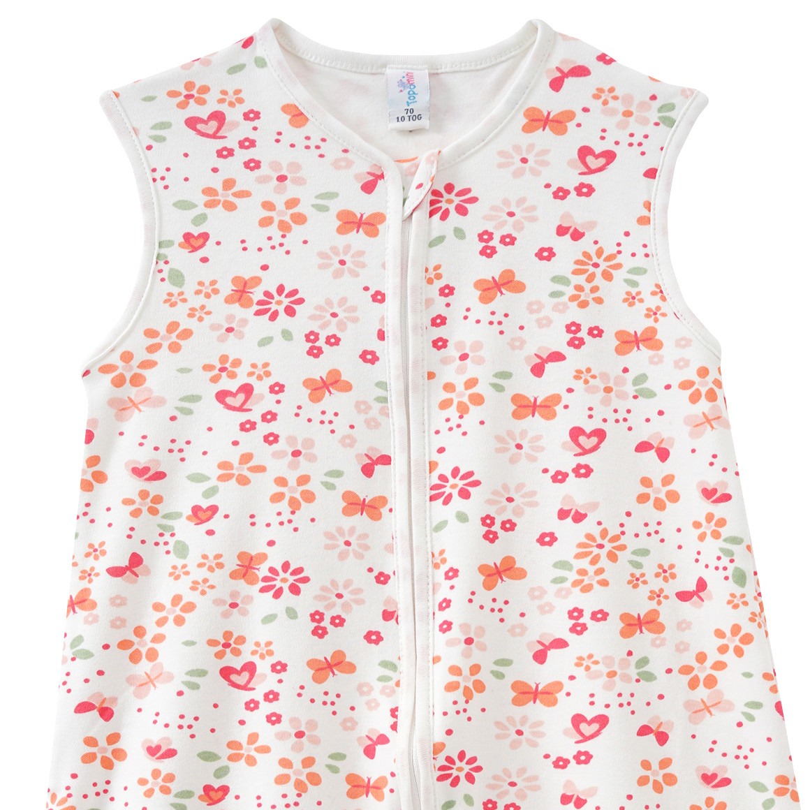 Topomini Baby Sommer-Schlafsack mit Blümchen weiss / pink / orange