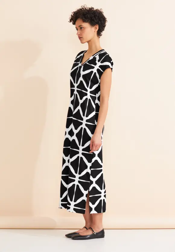 Zweifarbiges Midikleid - Black