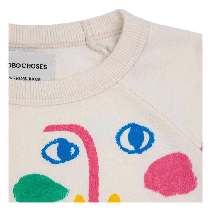 Bobo Choses Sweat Coton Bio Visages | Ecru