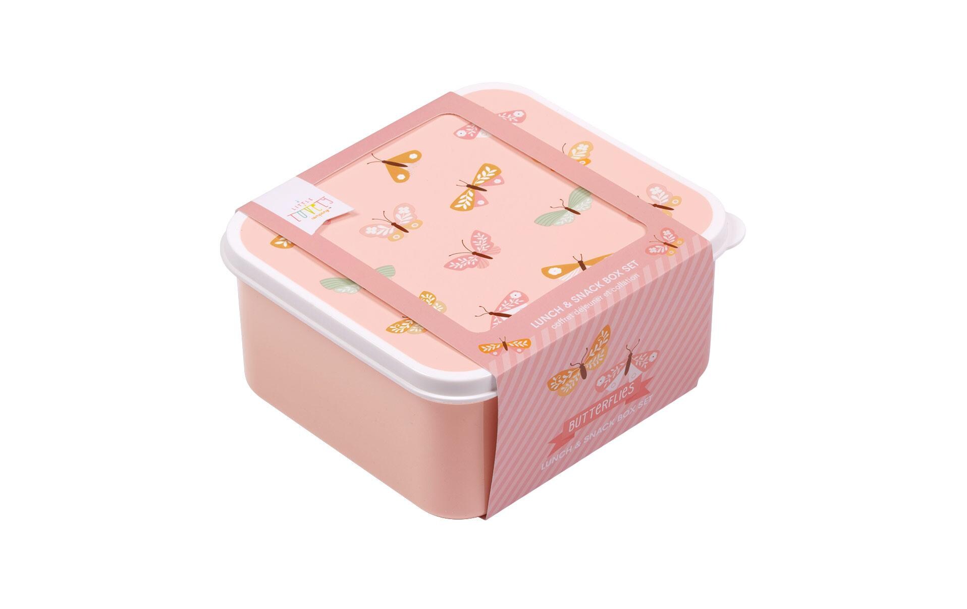 Lunchbox & Snack Box Set ButterfliesLunch- und Snackbox Set mit praktischem Spender