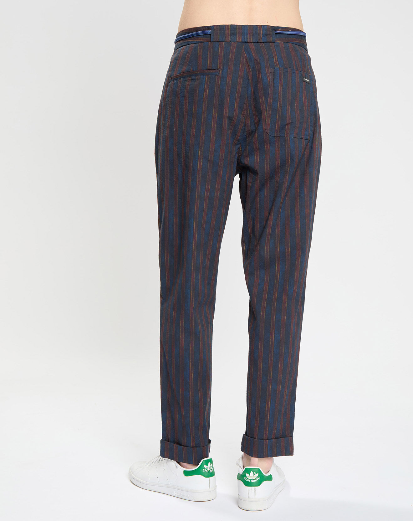 Scotch & Soda Pantalon Chino Slim Fit Tapered à rayures bleu marine/marron