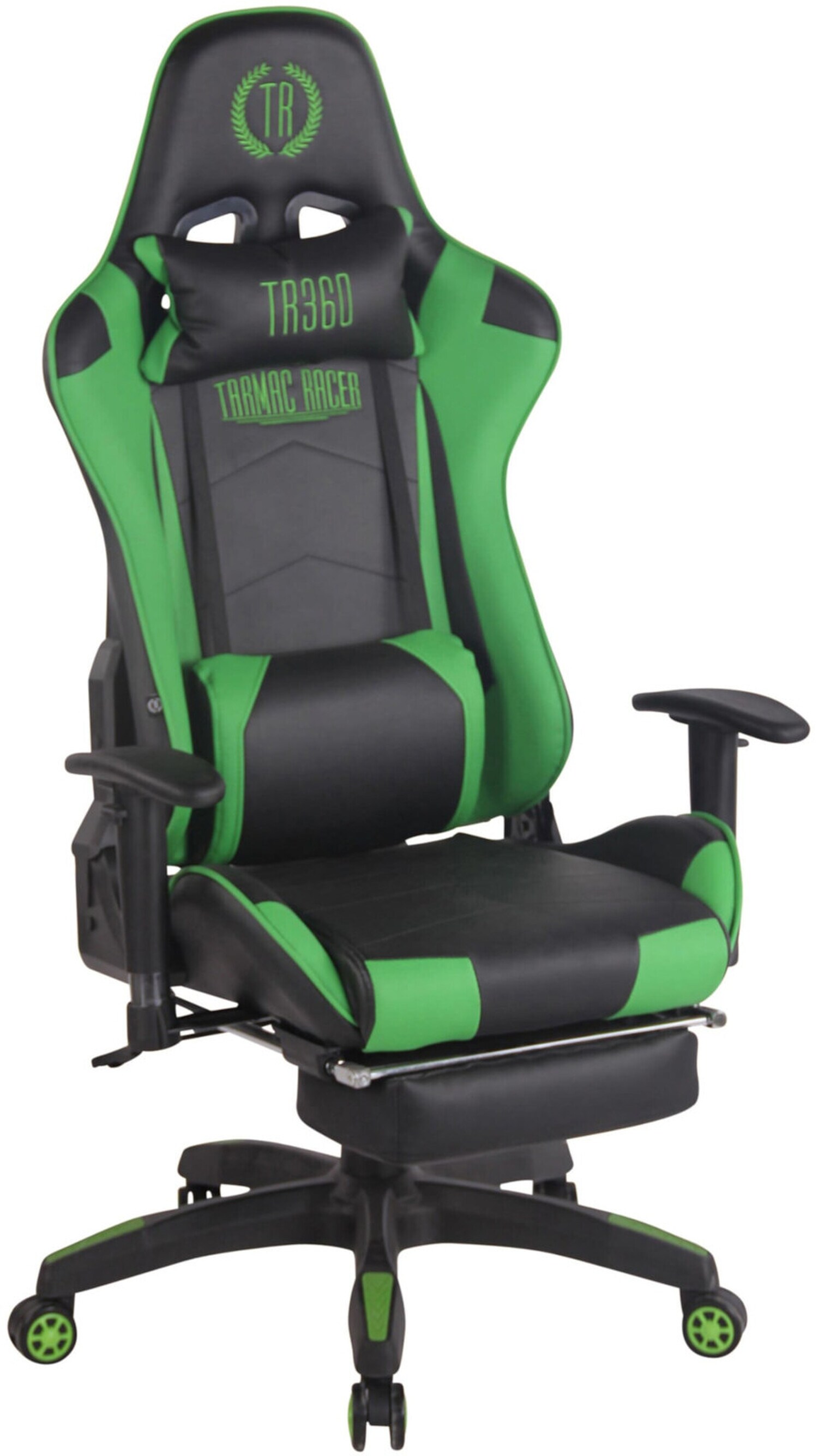 TPFLiving Racing Bürostuhl Turbine mit Fußablage Schwarz/Blau
