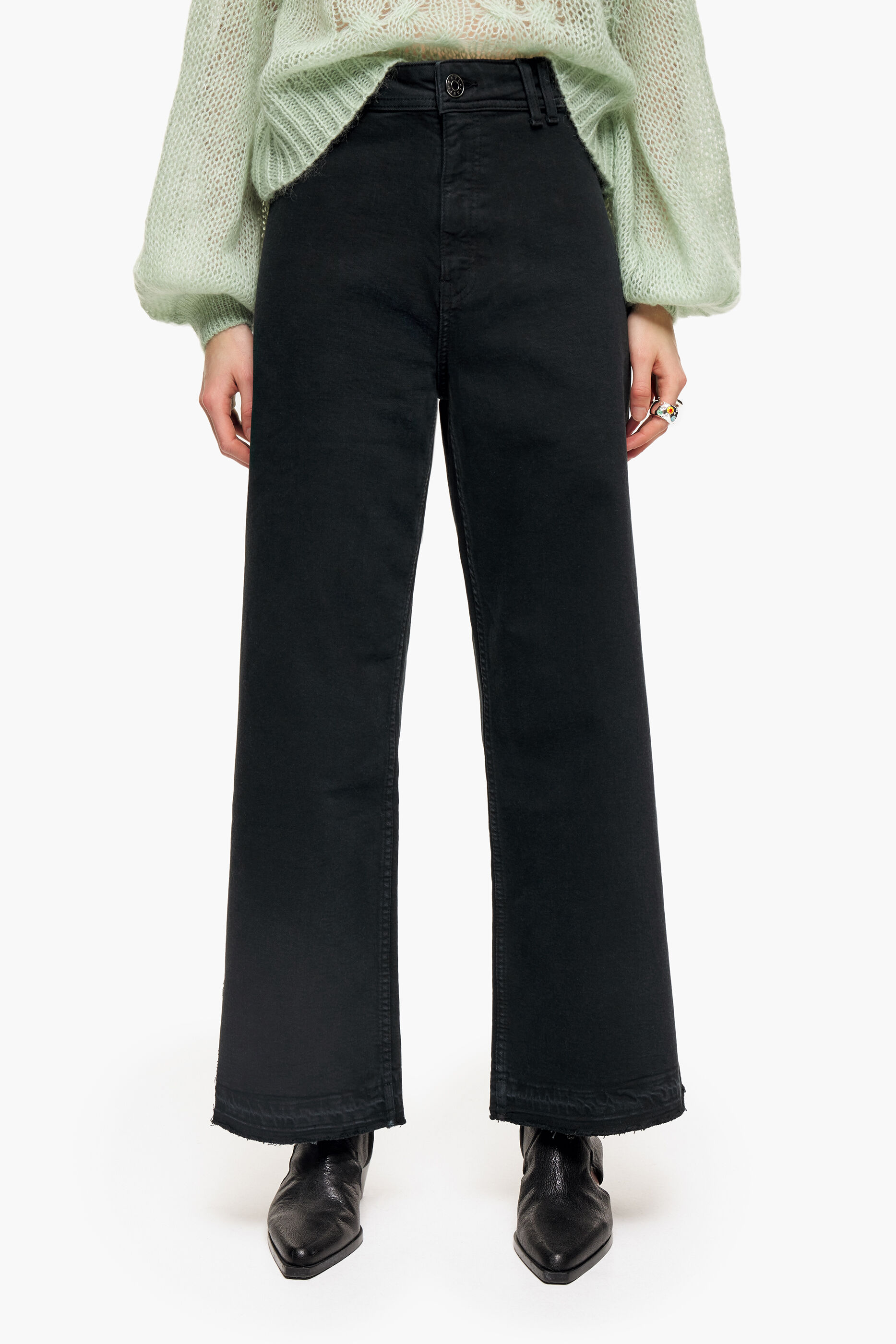 CULOTTE - Calça jeans preta de cintura alta