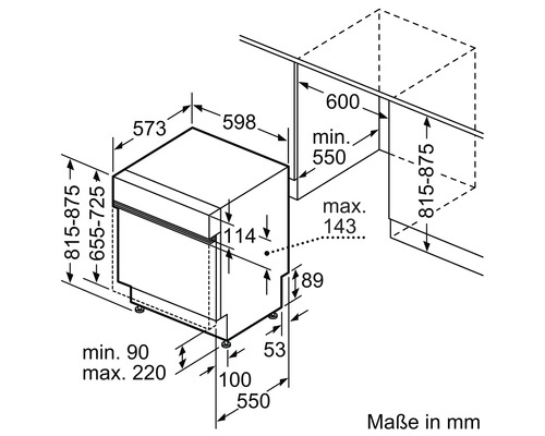 Bosch SMI4HTW00E halfgeïntegreerde vaatwasser, 59,8 x 81,5 x 57,3 cm, voor 13 couverts, 9 l inhoud, 46 dB(A)