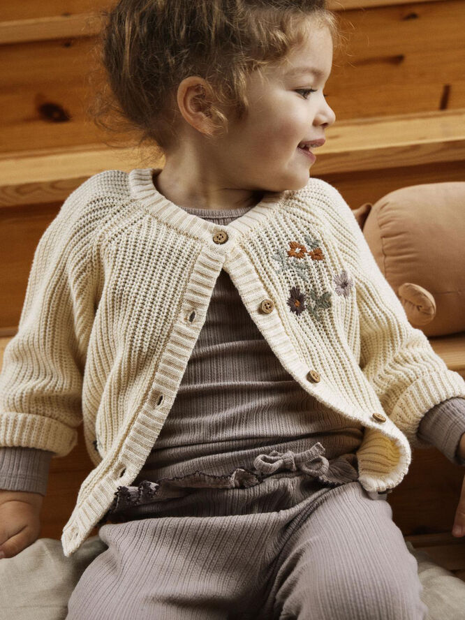 Lil' Atelier NMFEMLEN EMB LS KNIT CARD LIL Birch