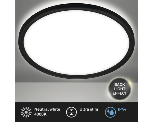 LED plafondlamp IP44 22W 2900 lm 4000 K HxØ 3,5x42 cm Slank zwart/wit + Backlight Effect