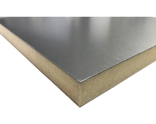 MDF-plaat, echt metalen oppervlak, geborsteld aluminium, 2800 x 1300 x 18,7 mm