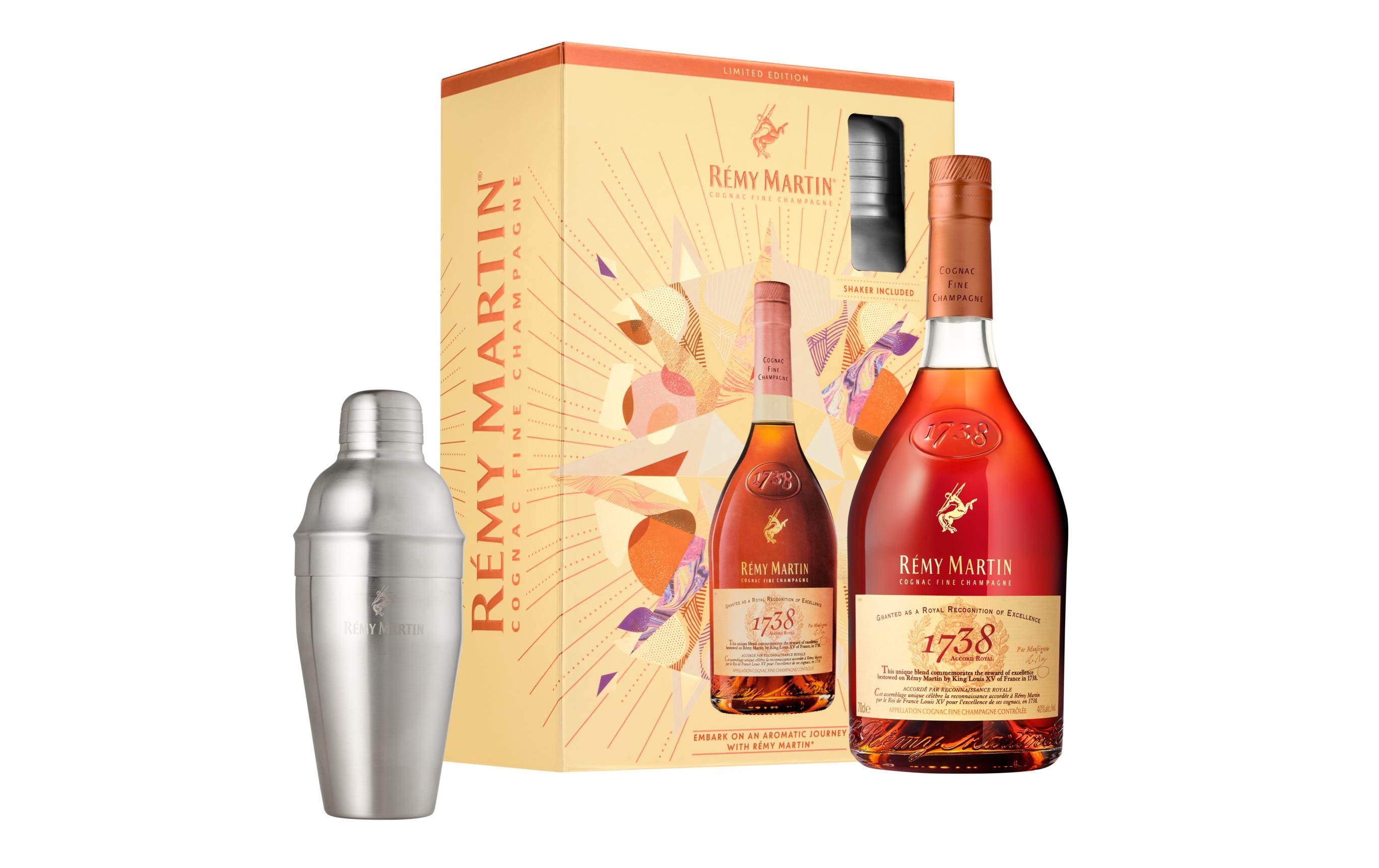 Cognac 1738 0.7 l mit ShakerWeinbrand aus Frankreich mit Shaker