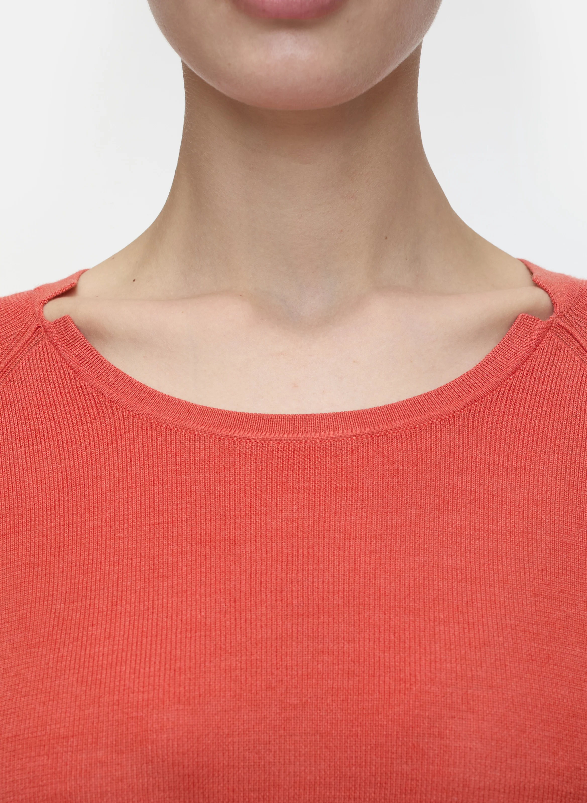Pull col rond en laine et soie | Rouge